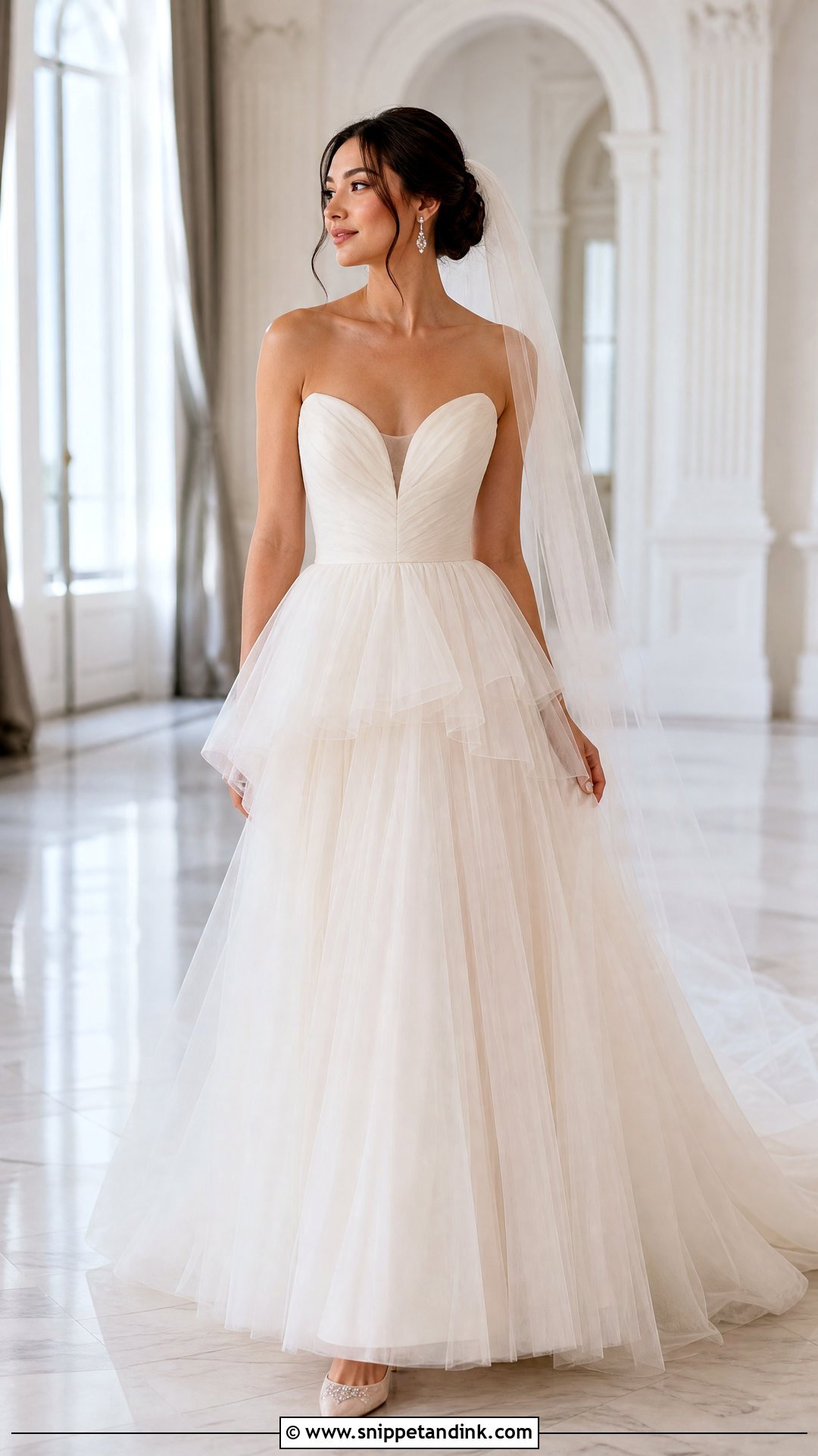Layered Tulle Peplum Wedding Dress - Snippet and Ink - 20 Peplum Wedding Dress Ideas
