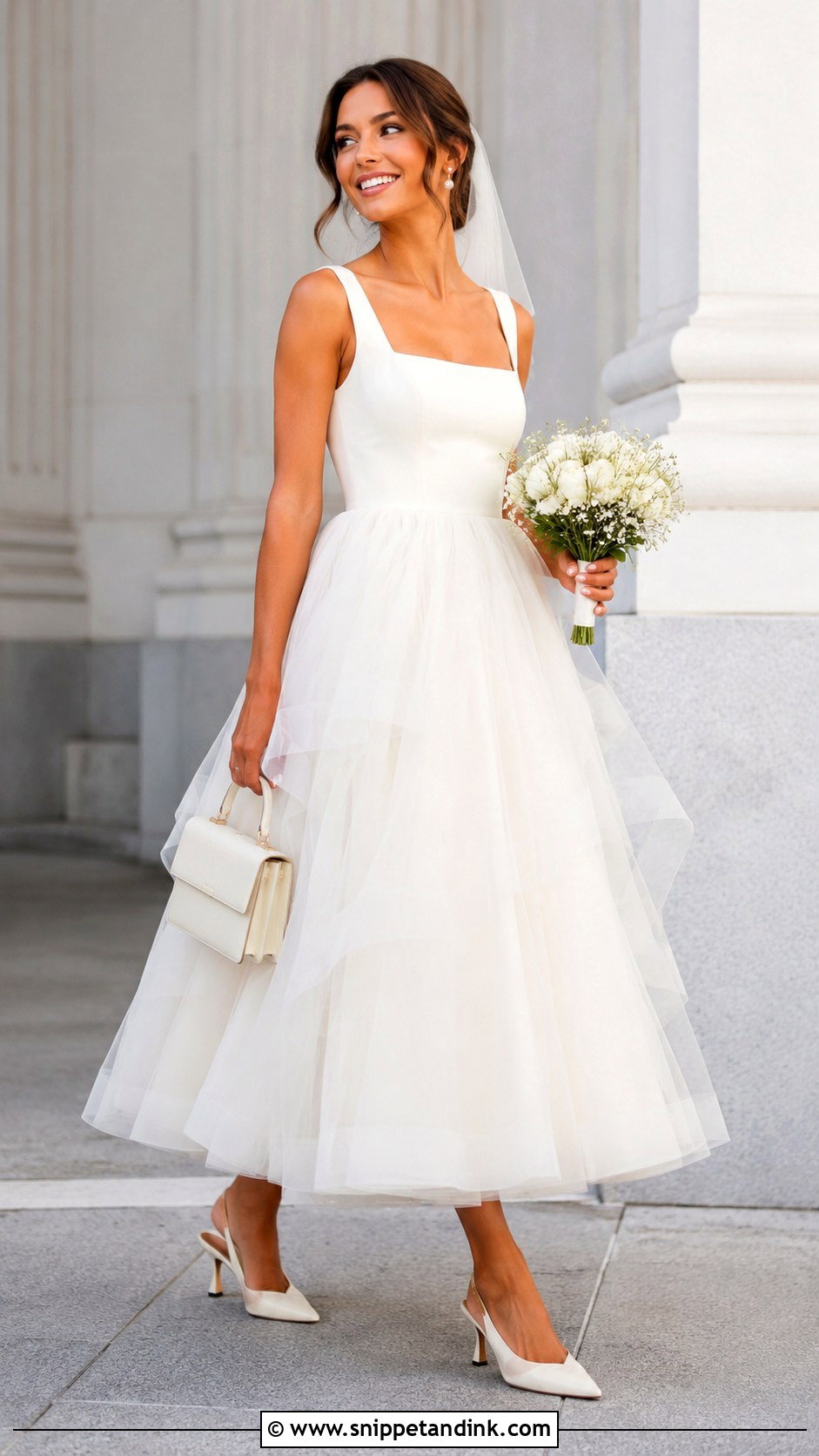 Layered Tulle Tea Length Wedding Dress - Snippet and Ink - 20 Layered Tulle Wedding Dress Ideas