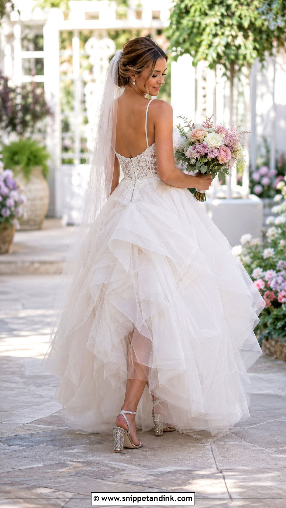 Layered Tulle Wedding Dress Bustle - Snippet and Ink - 20 DIY Wedding Dress Bustle Ideas