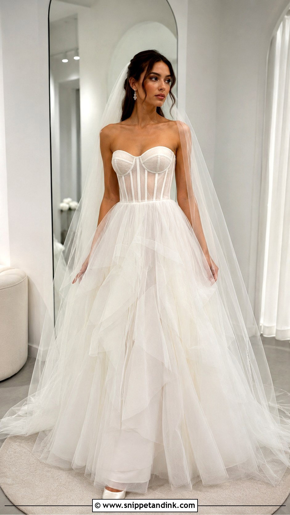 Layered Tulle Wedding Dress With Corset Bodice - Snippet and Ink - 20 Layered Tulle Wedding Dress Ideas