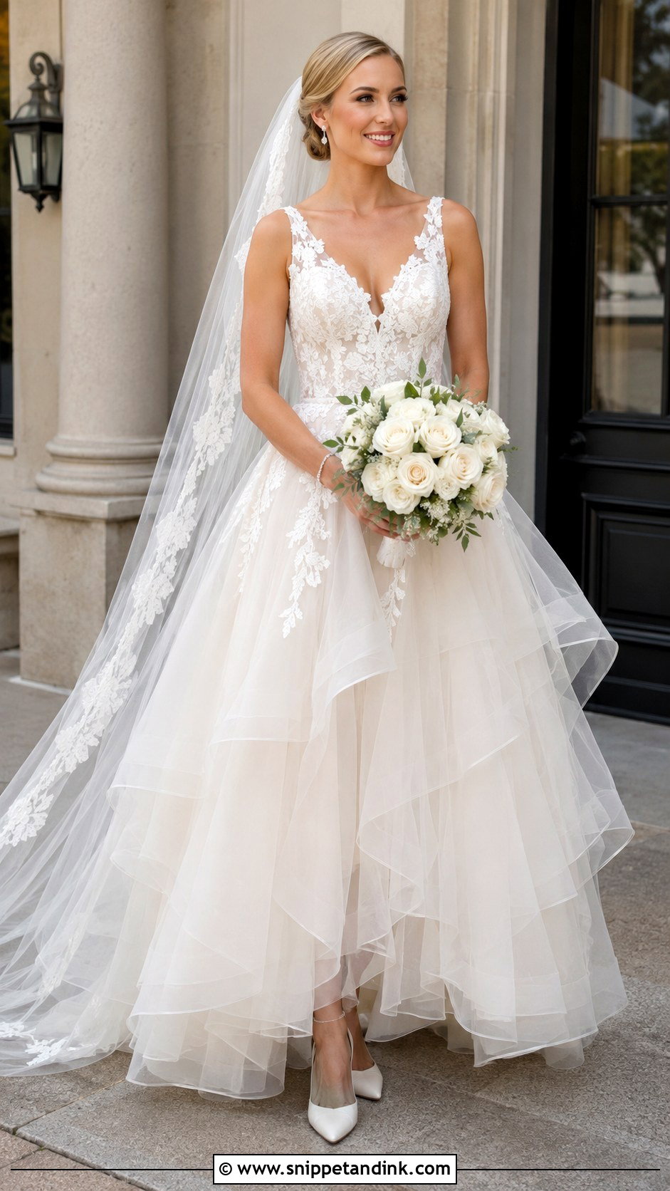 Layered Tulle Wedding Dress With Lace Bodice - Snippet and Ink - 20 Layered Tulle Wedding Dress Ideas