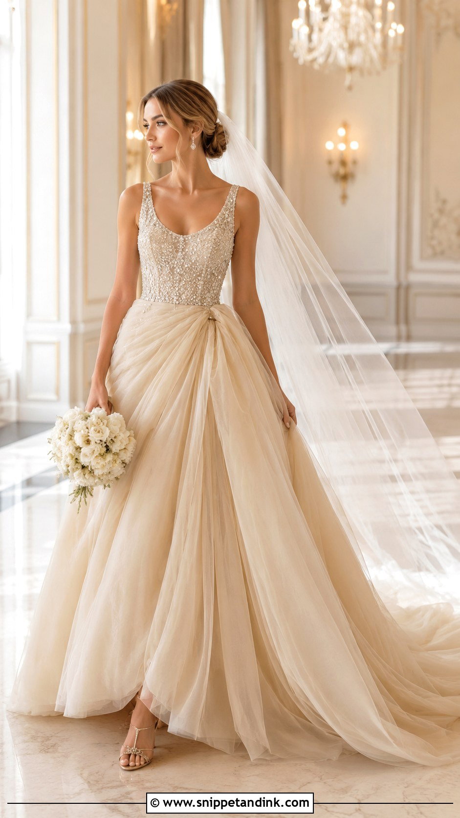 Lazaro Champagne Tulle Ball Gown - Snippet and Ink - 20 Lazaro Bridal Gown Ideas