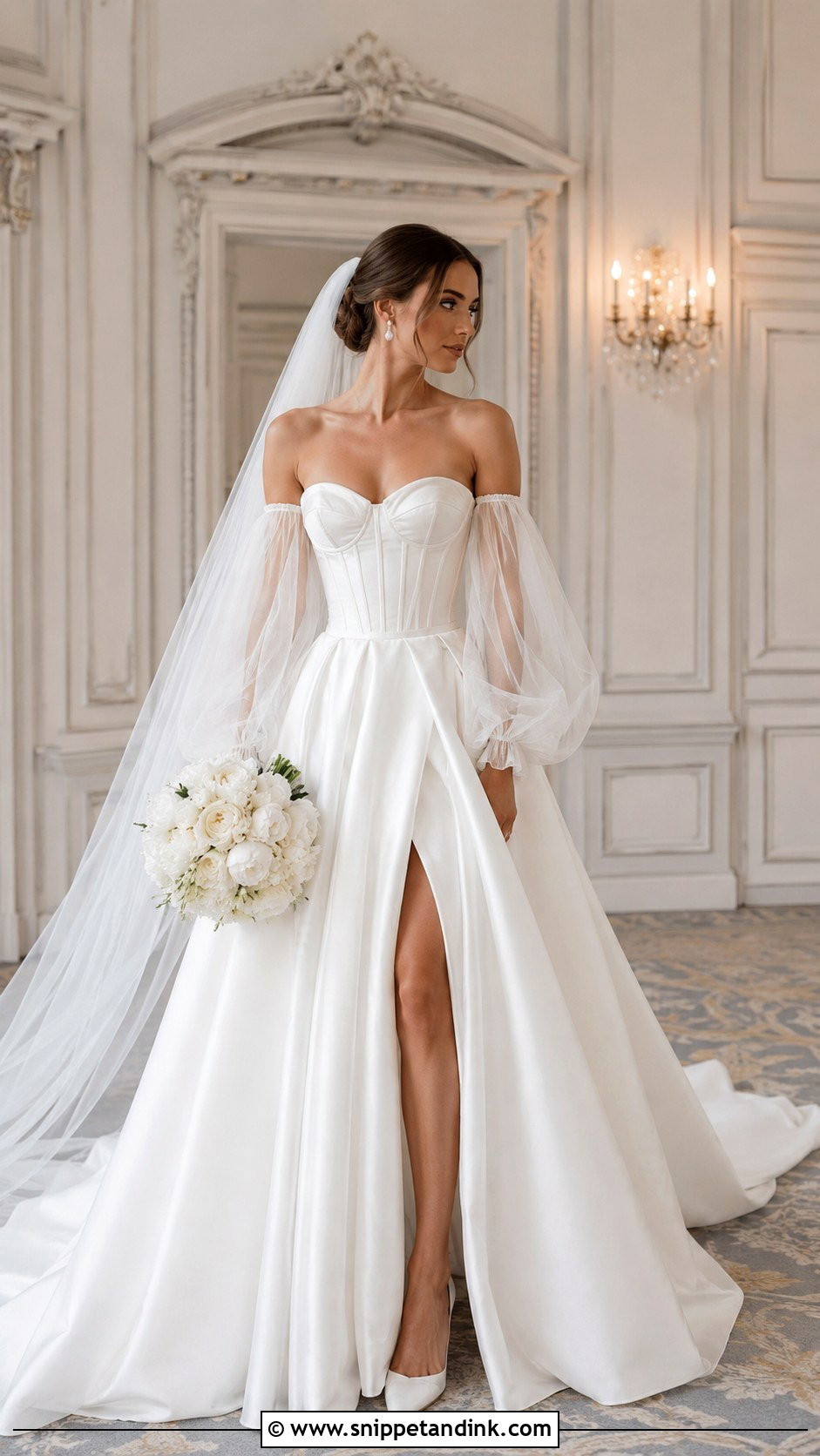 Lazaro Detachable Sleeve Wedding Dress - Snippet and Ink - 20 Lazaro Wedding Dress Ideas