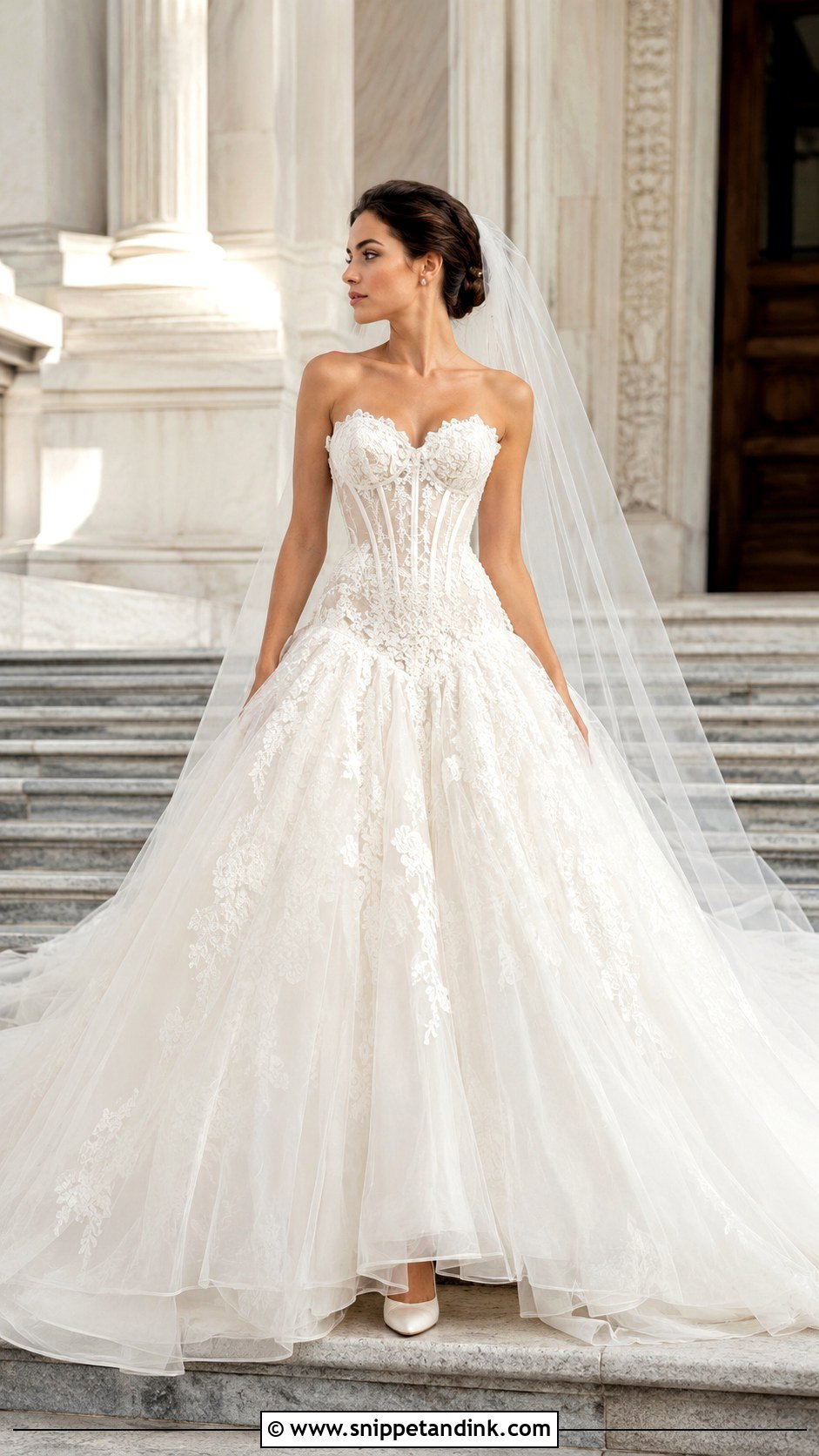 Lazaro Dropped Waist Corset Ball Gown - Snippet and Ink - 20 Lazaro Bridal Gown Ideas