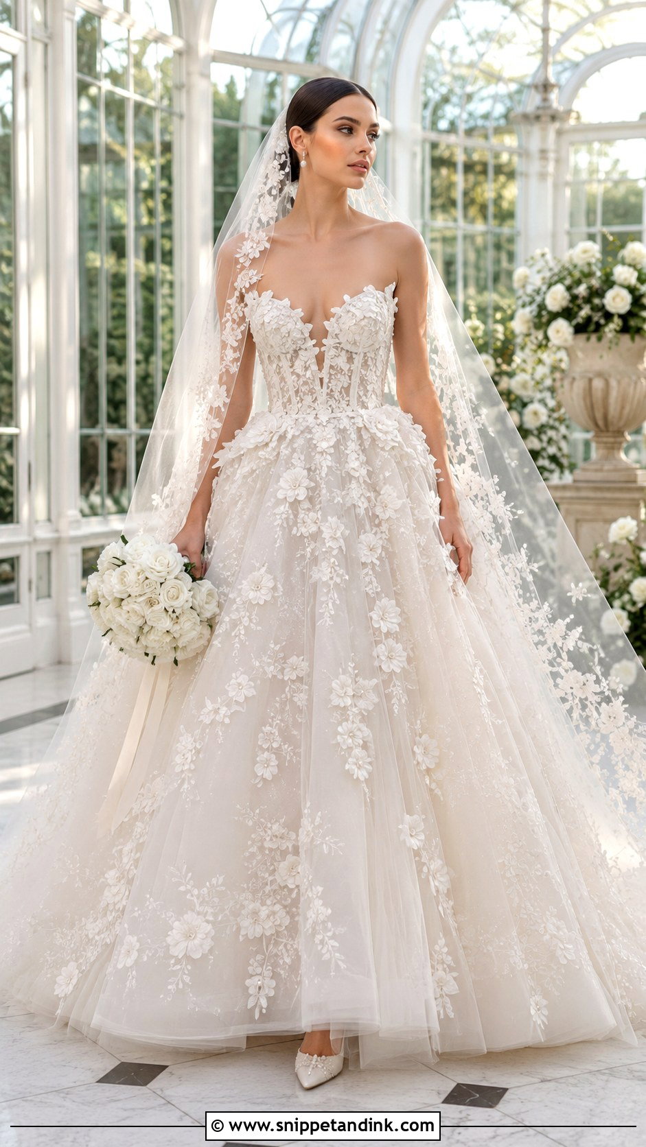 Lazaro Floral Ball Gown Wedding Dress - Snippet and Ink - 20 Lazaro Wedding Dress Ideas