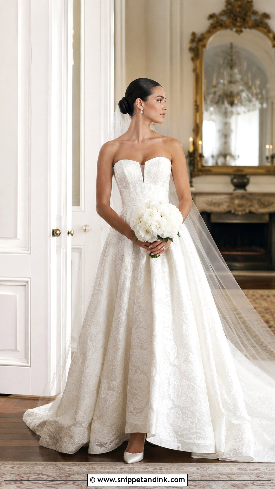 Lazaro Floral Jacquard Wedding Dress - Snippet and Ink - 20 Lazaro Wedding Dress Ideas