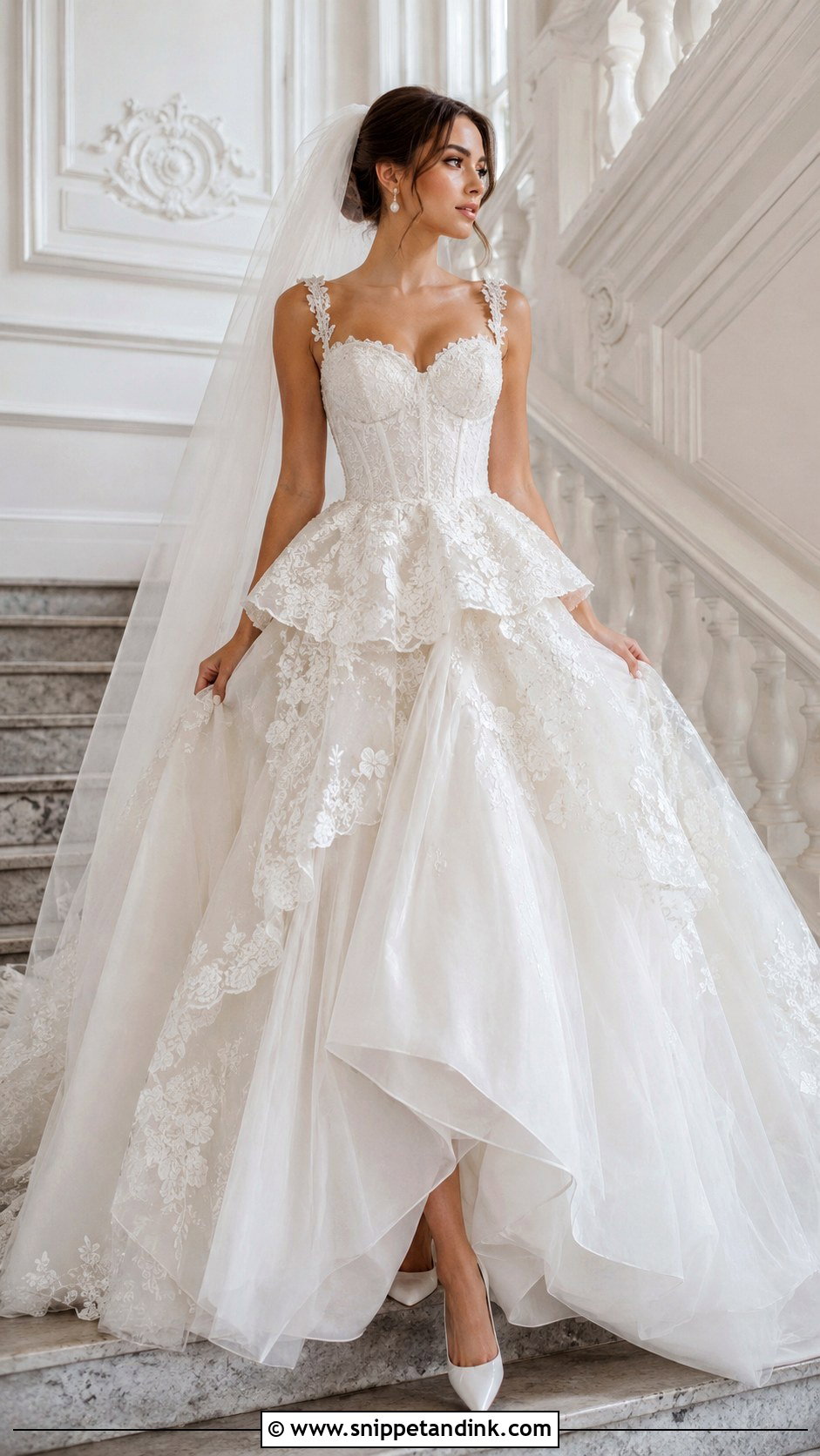 Lazaro Lace Peplum Ball Gown - Snippet and Ink - 20 Lazaro Bridal Gown Ideas