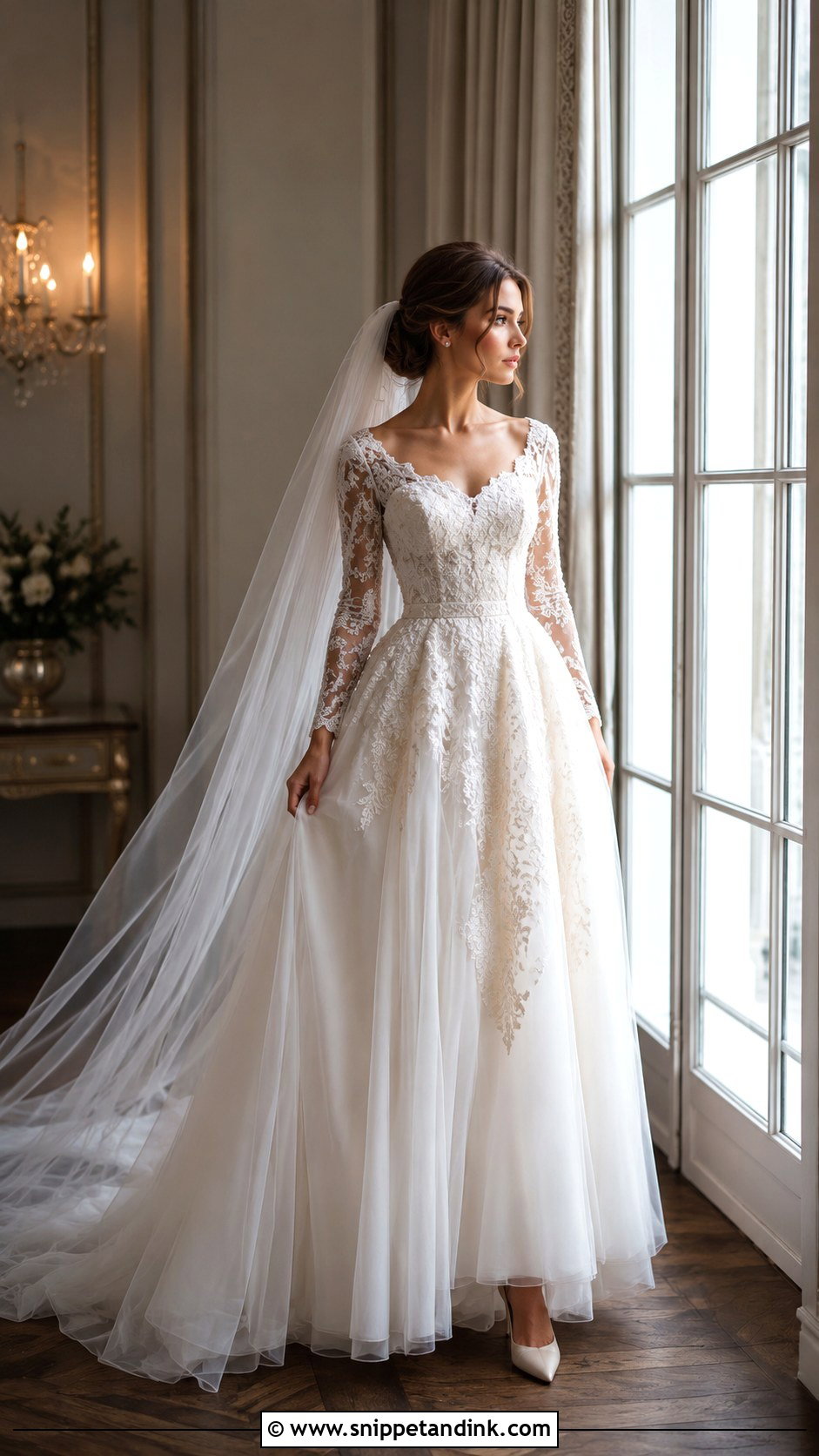 Lazaro Long Sleeve Lace Ball Gown - Snippet and Ink - 20 Lazaro Bridal Gown Ideas