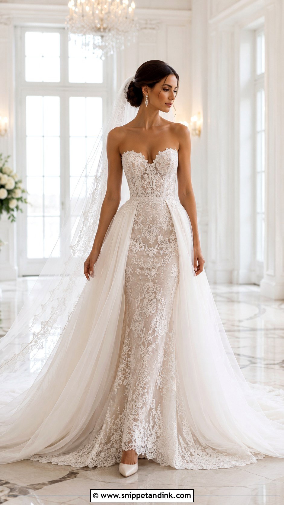 Lazaro Mermaid Gown With Detachable Overskirt - Snippet and Ink - 20 Lazaro Bridal Gown Ideas