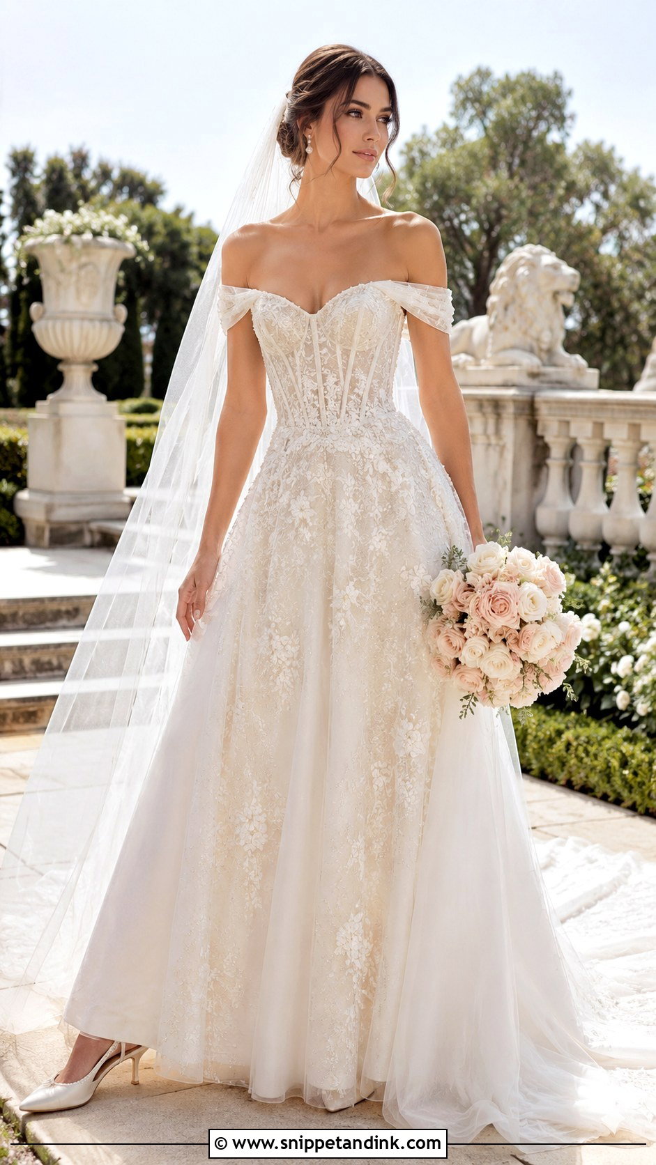 Lazaro Off The Shoulder Wedding Dress - Snippet and Ink - 20 Lazaro Wedding Dress Ideas