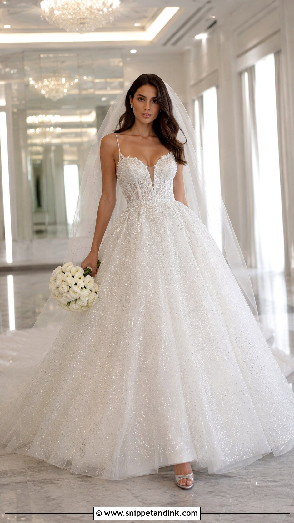 Lazaro Sparkle Tulle Wedding Dress - Snippet and Ink - 20 Lazaro Wedding Dress Ideas