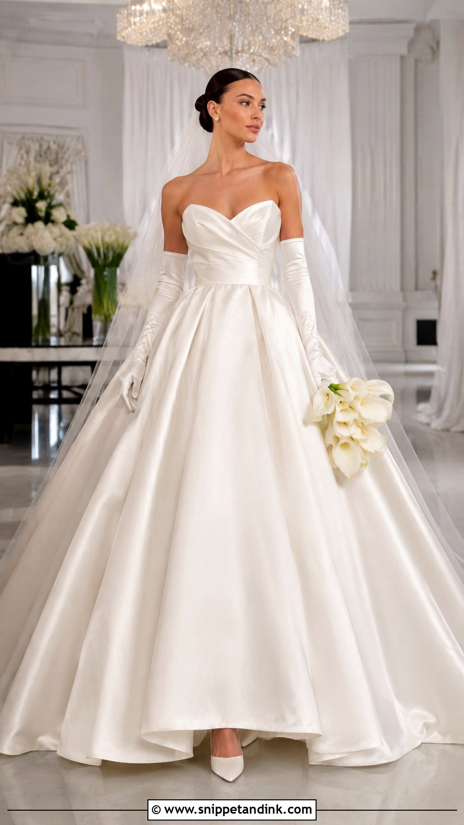 Lazaro Strapless Satin Ball Gown Wedding Dress - Snippet and Ink - 20 Lazaro Wedding Dress Ideas