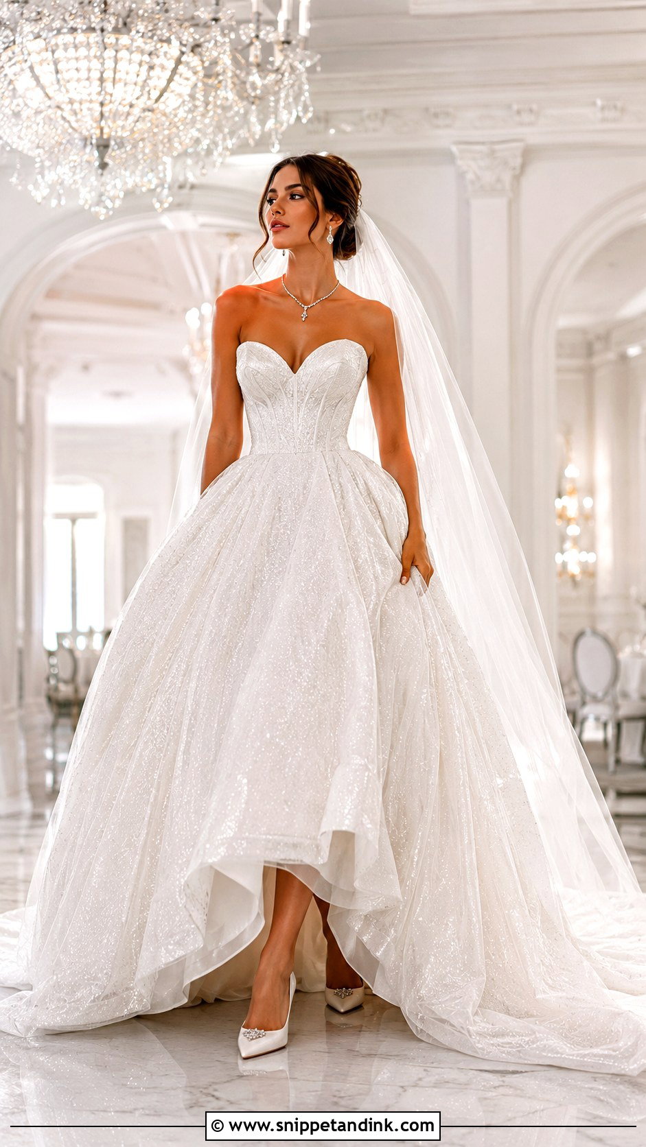 Lazaro Strapless Sparkle Tulle Ball Gown - Snippet and Ink - 20 Lazaro Bridal Gown Ideas