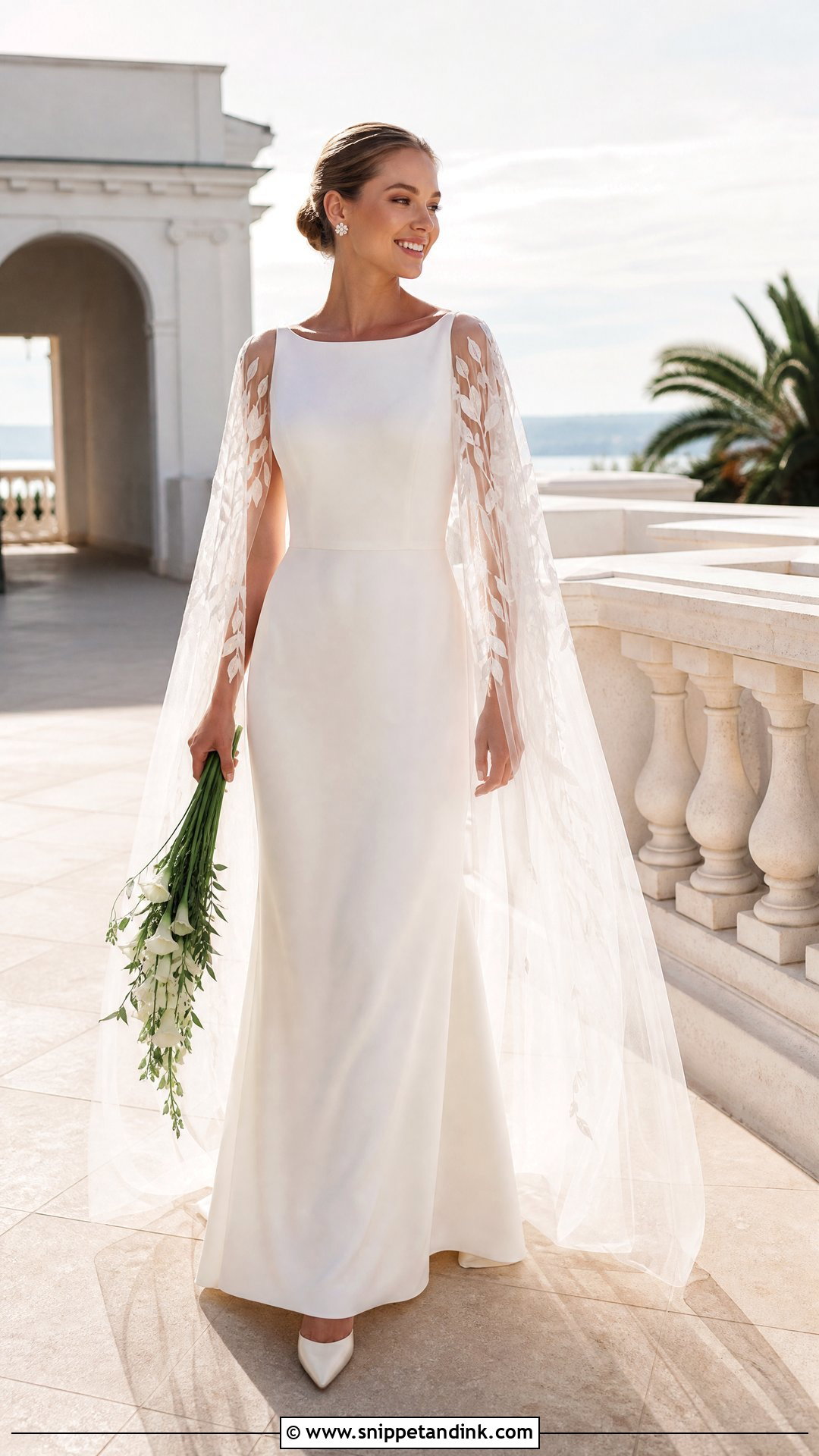 Leaf Cape Sleeve Wedding Dress - Snippet and Ink - 20 Wedding Dress Leaves Ideas