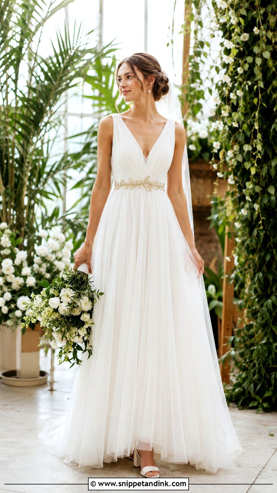Leaf Wedding Dress Belt With Garden Gown - Snippet and Ink - 20 Wedding Dress Belt Ideas