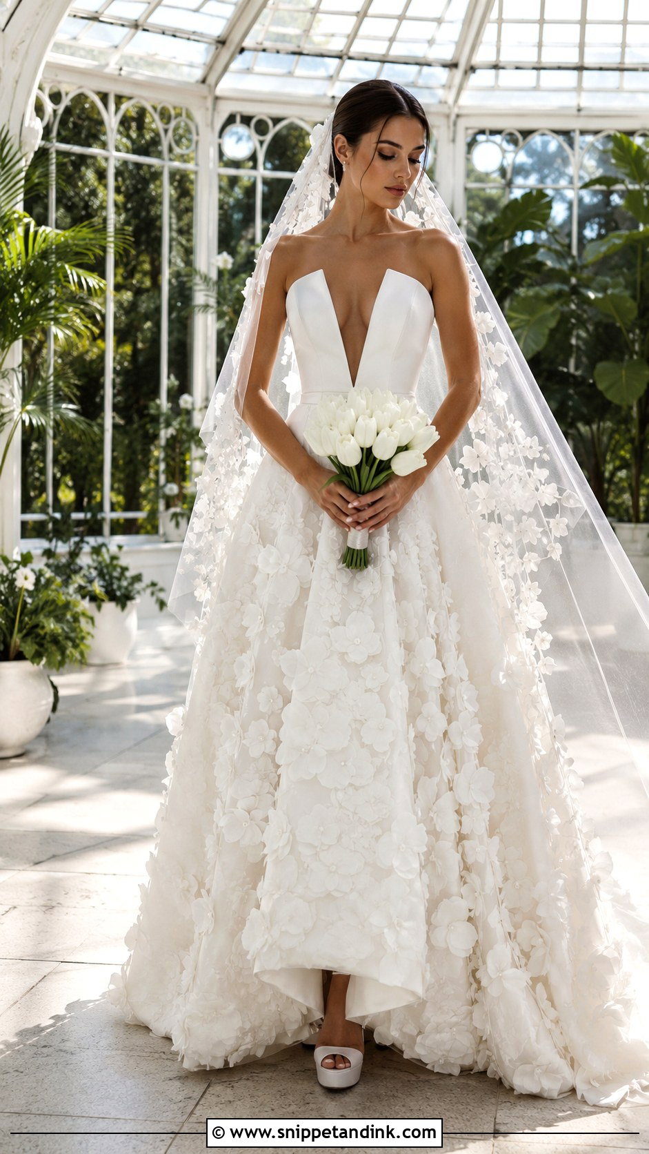 Leah Da Gloria Azalea 3D Floral Ball Gown - Snippet and Ink - 20 Leah De Gloria Wedding Dress Ideas