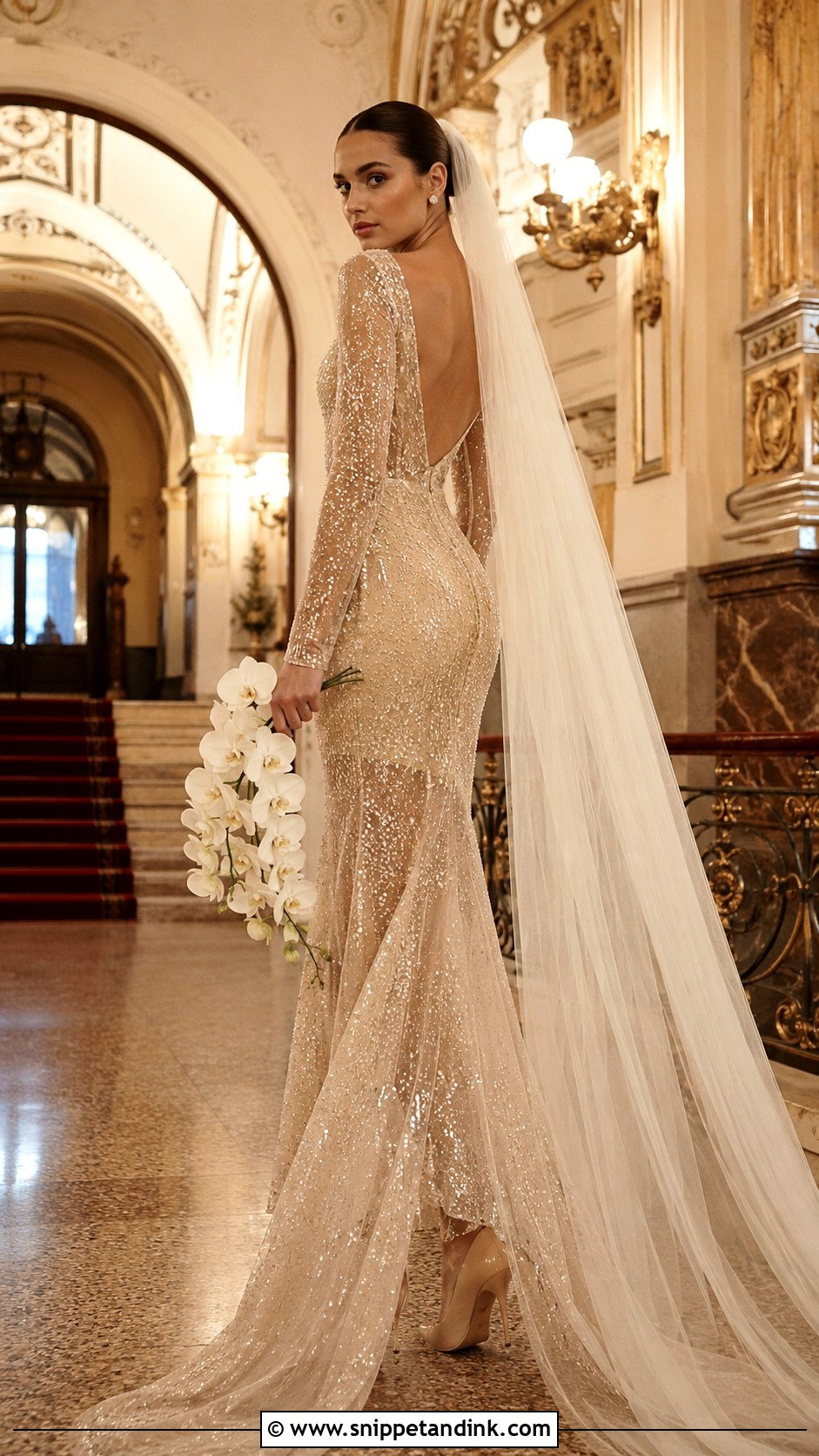 Leah Da Gloria Brighton Long Sleeve Sequin Gown - Snippet and Ink - 20 Leah De Gloria Wedding Dress Ideas