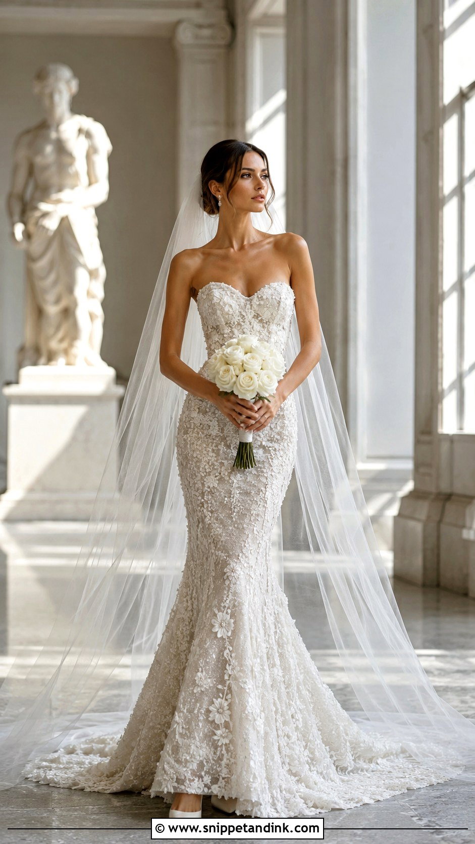 Leah Da Gloria Camelia Floral Column Gown - Snippet and Ink - 20 Leah De Gloria Wedding Dress Ideas