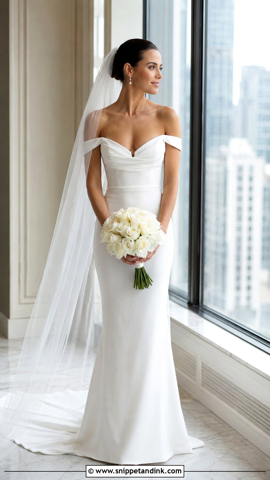 Leah Da Gloria Elora Off Shoulder Crepe Gown - Snippet and Ink - 20 Leah De Gloria Wedding Dress Ideas