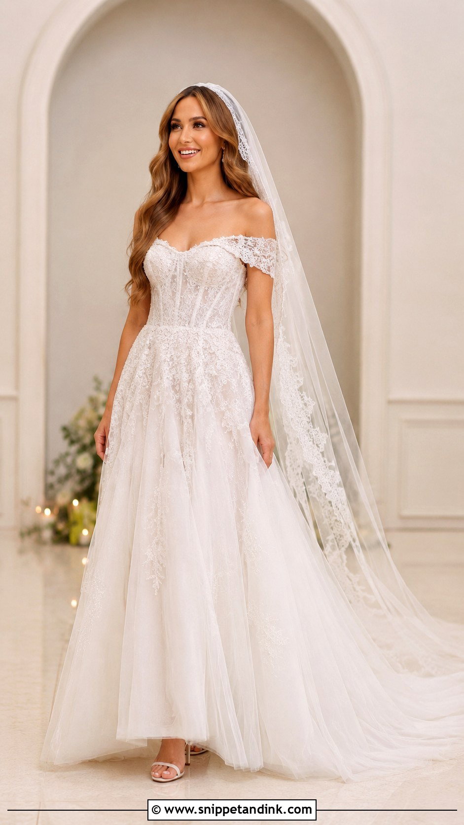 Leah Da Gloria Off Shoulder Wedding Dress - Snippet and Ink - 25 Leah Da Gloria Wedding Dress Ideas