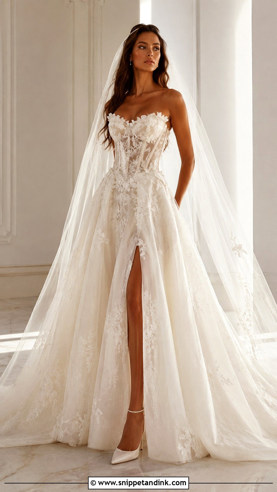 Leah Da Gloria Sheer Bodice Wedding Dress - Snippet and Ink - 25 Leah Da Gloria Wedding Dress Ideas