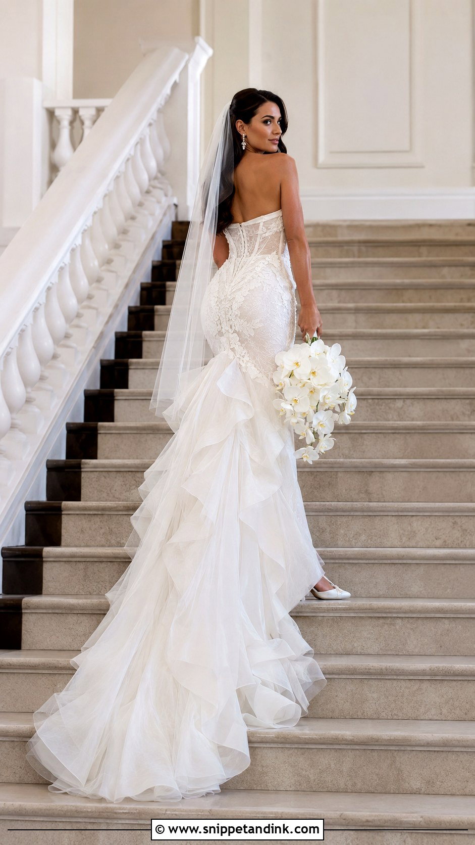 Leah Da Gloria Tallulah Ruffle Train Gown - Snippet and Ink - 20 Leah De Gloria Wedding Dress Ideas