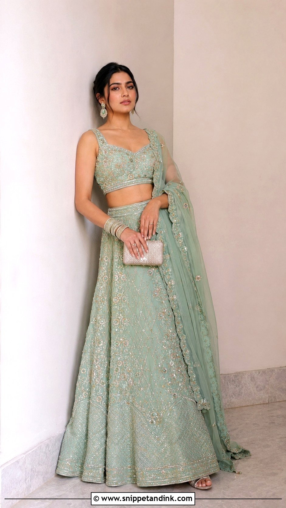 Leaning Against Wall Lengha Pose - Snippet and Ink - 20 Lengha Pose Ideas