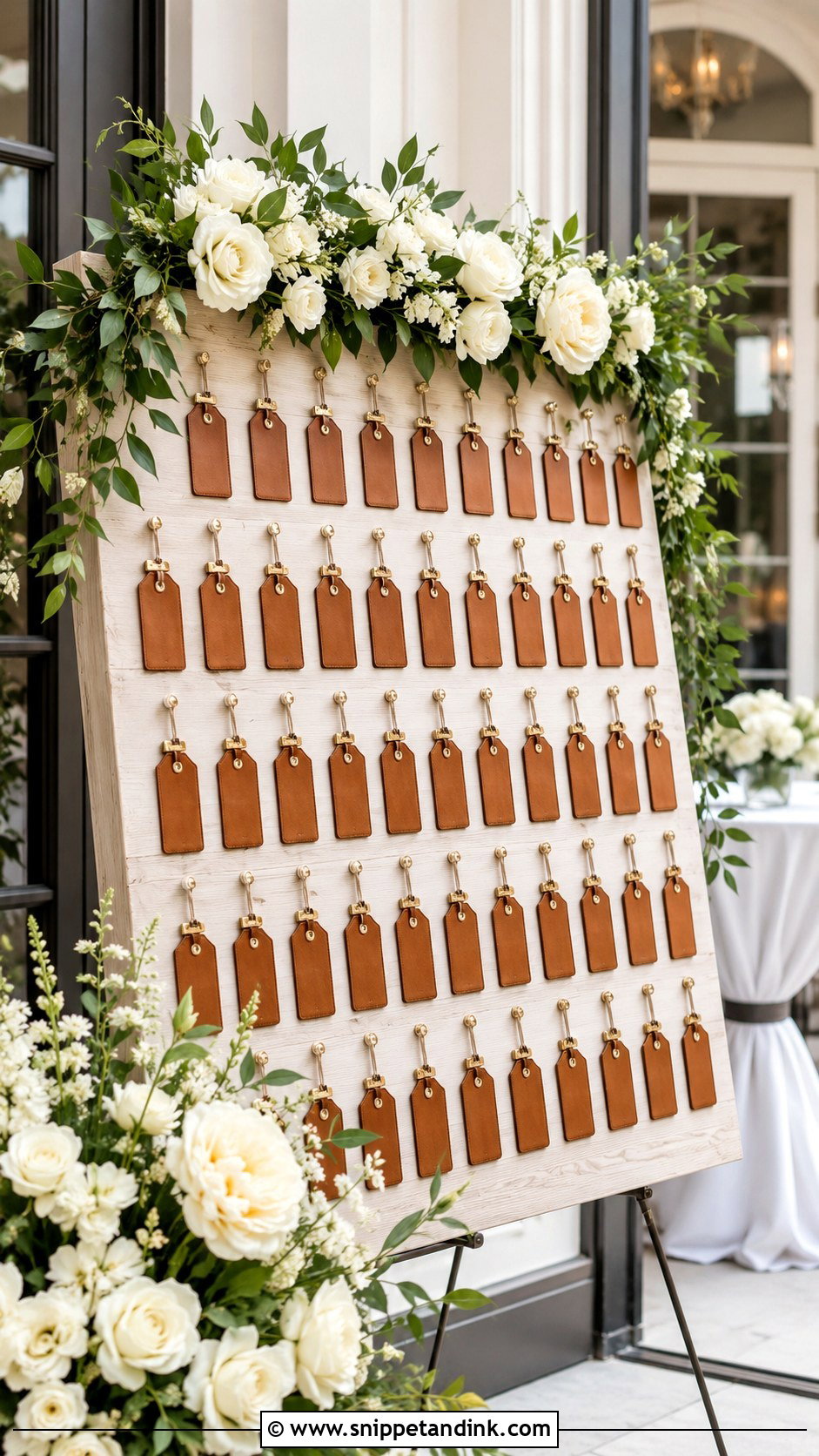 Leather Escort Card Display - Snippet and Ink - 20 Leather Wedding Ideas