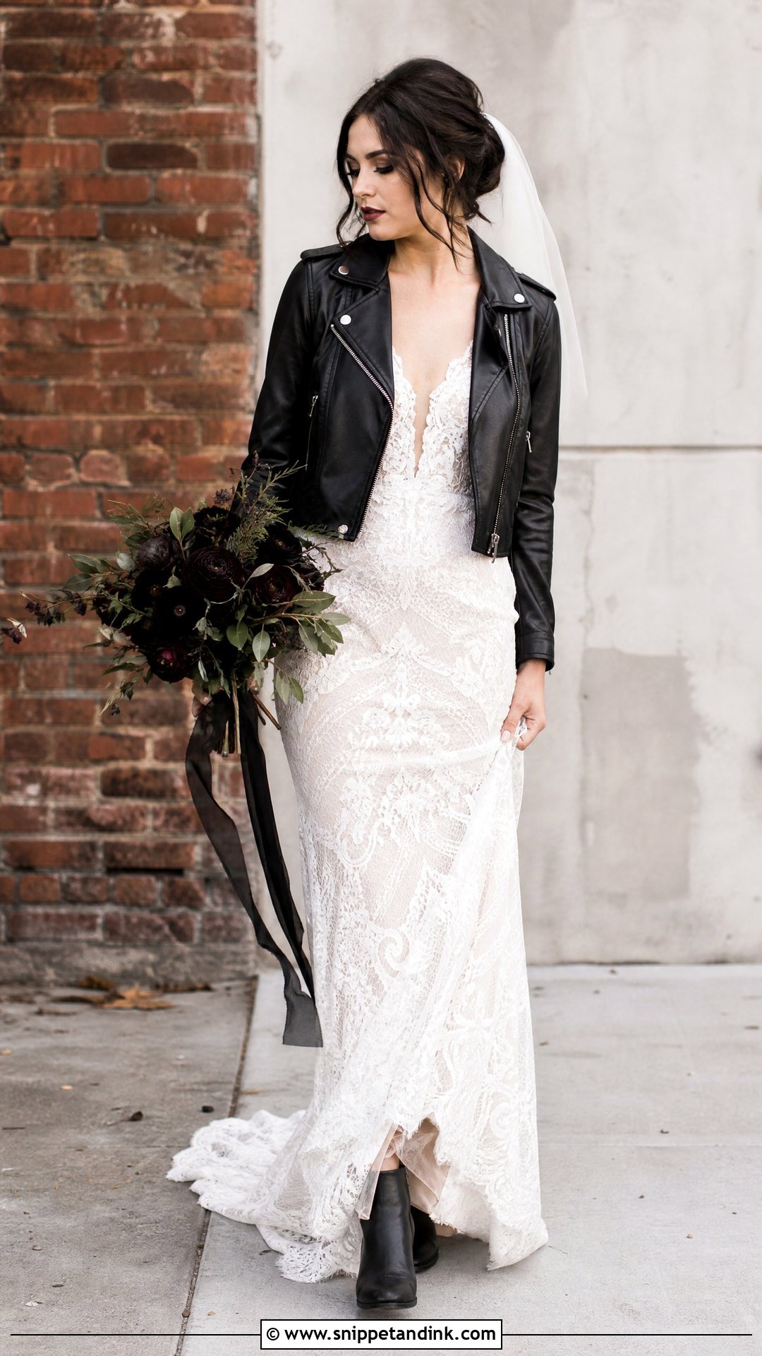 Leather Jacket Grunge Wedding Dress - Snippet and Ink - 25 Grunge Wedding Dress Ideas