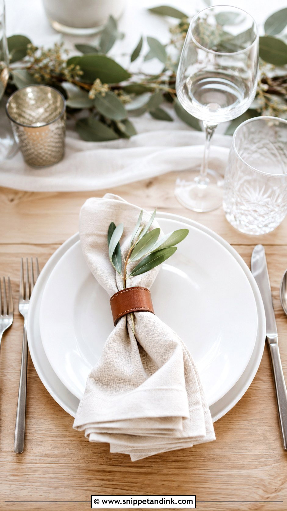 Leather Napkin Ring Place Setting - Snippet and Ink - 20 Leather Wedding Ideas