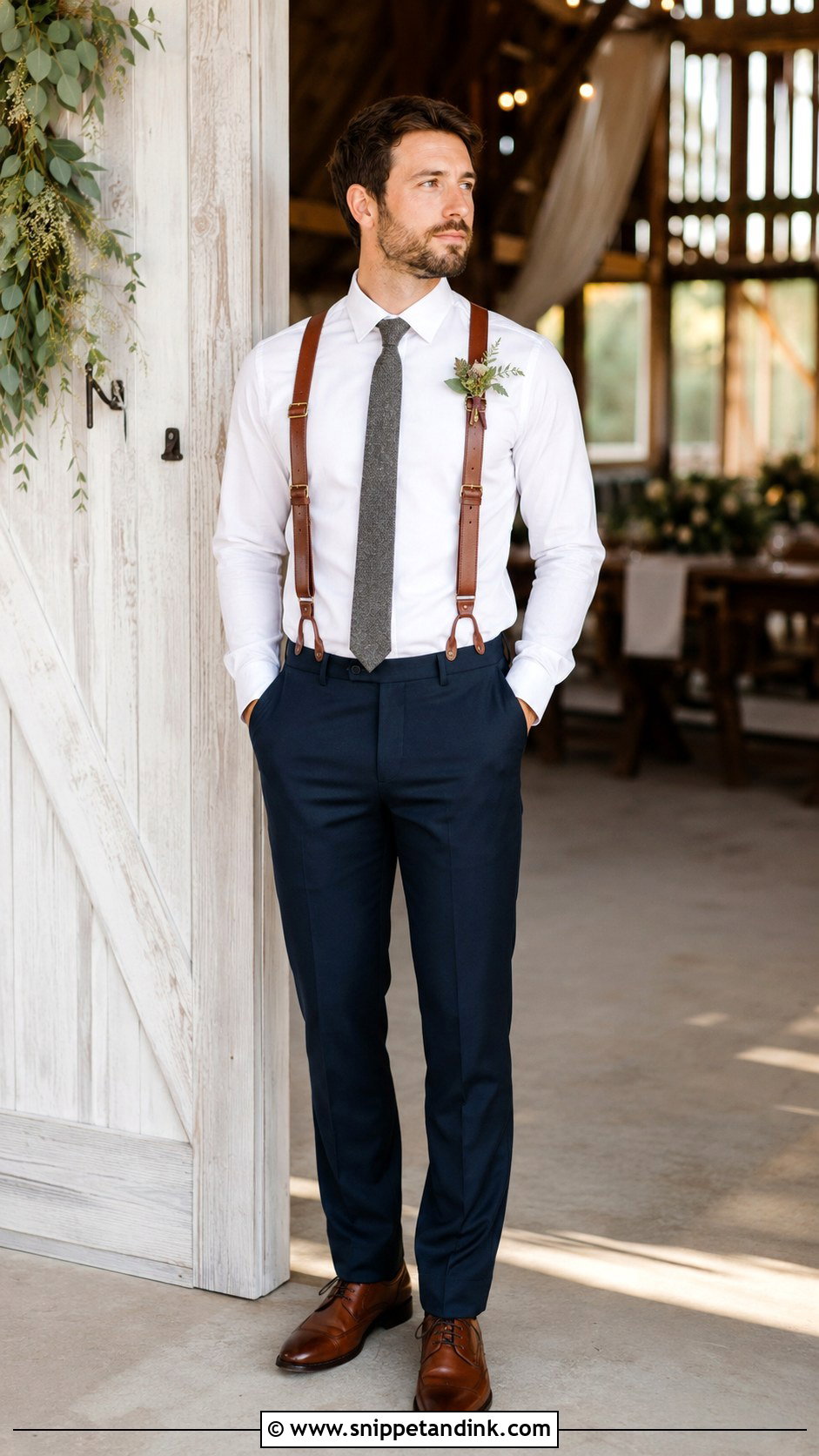 Leather Suspenders Wedding Outfit - Snippet and Ink - 20 Leather Wedding Ideas