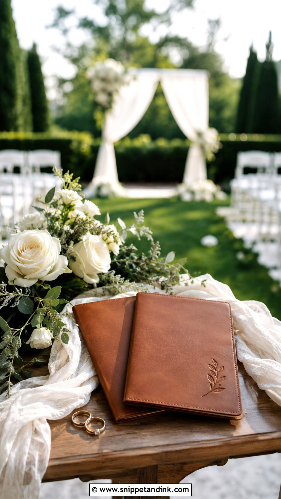 Leather Vow Book Ceremony Setup - Snippet and Ink - 20 Leather Wedding Ideas