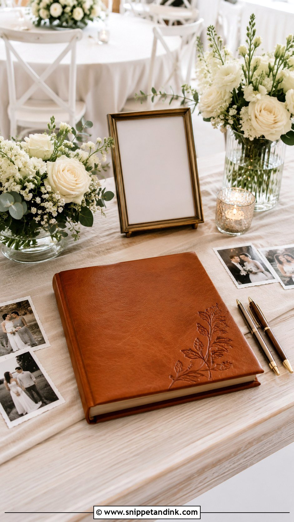 Leather Wedding Guest Book Table - Snippet and Ink - 20 Leather Wedding Ideas