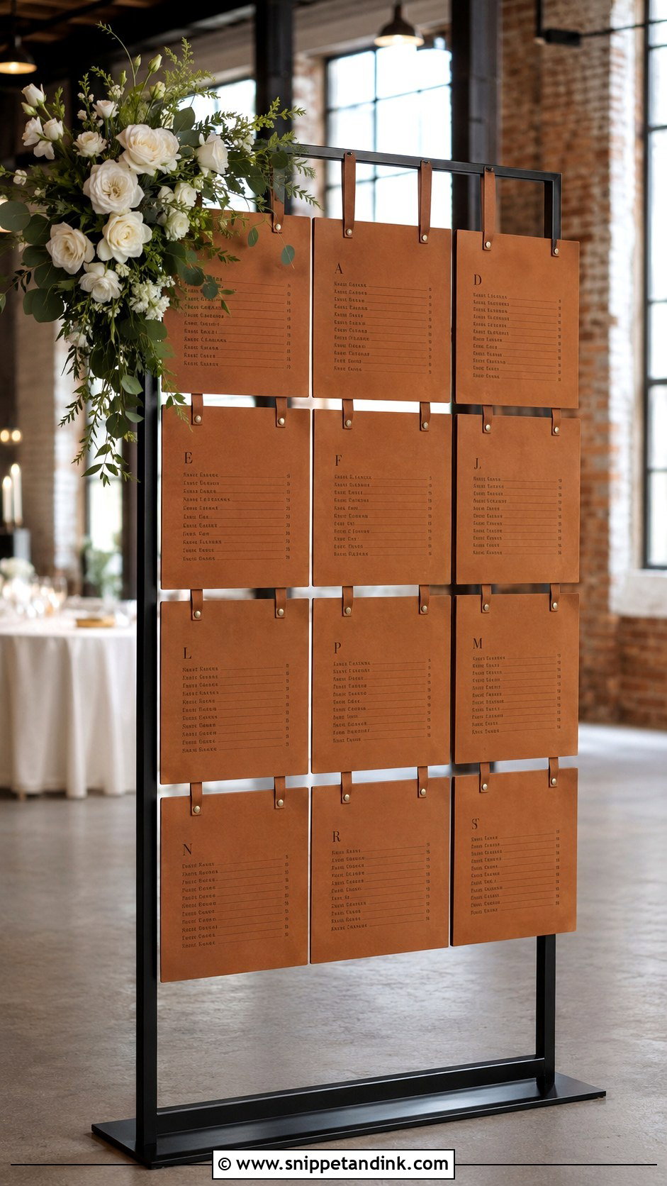 Leather Wedding Seating Chart - Snippet and Ink - 20 Leather Wedding Ideas