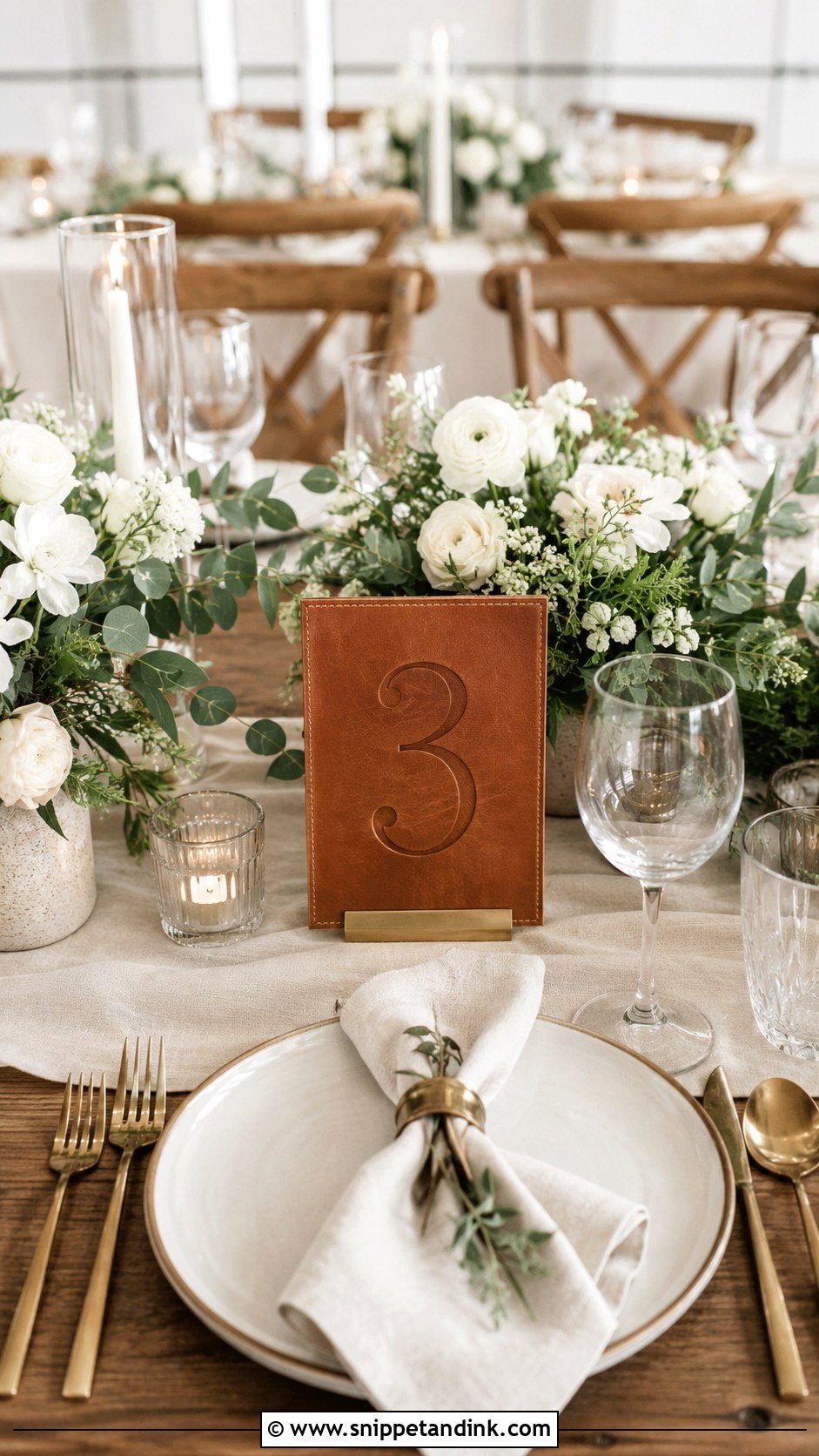 Leather Wedding Table Numbers - Snippet and Ink - 20 Leather Wedding Ideas