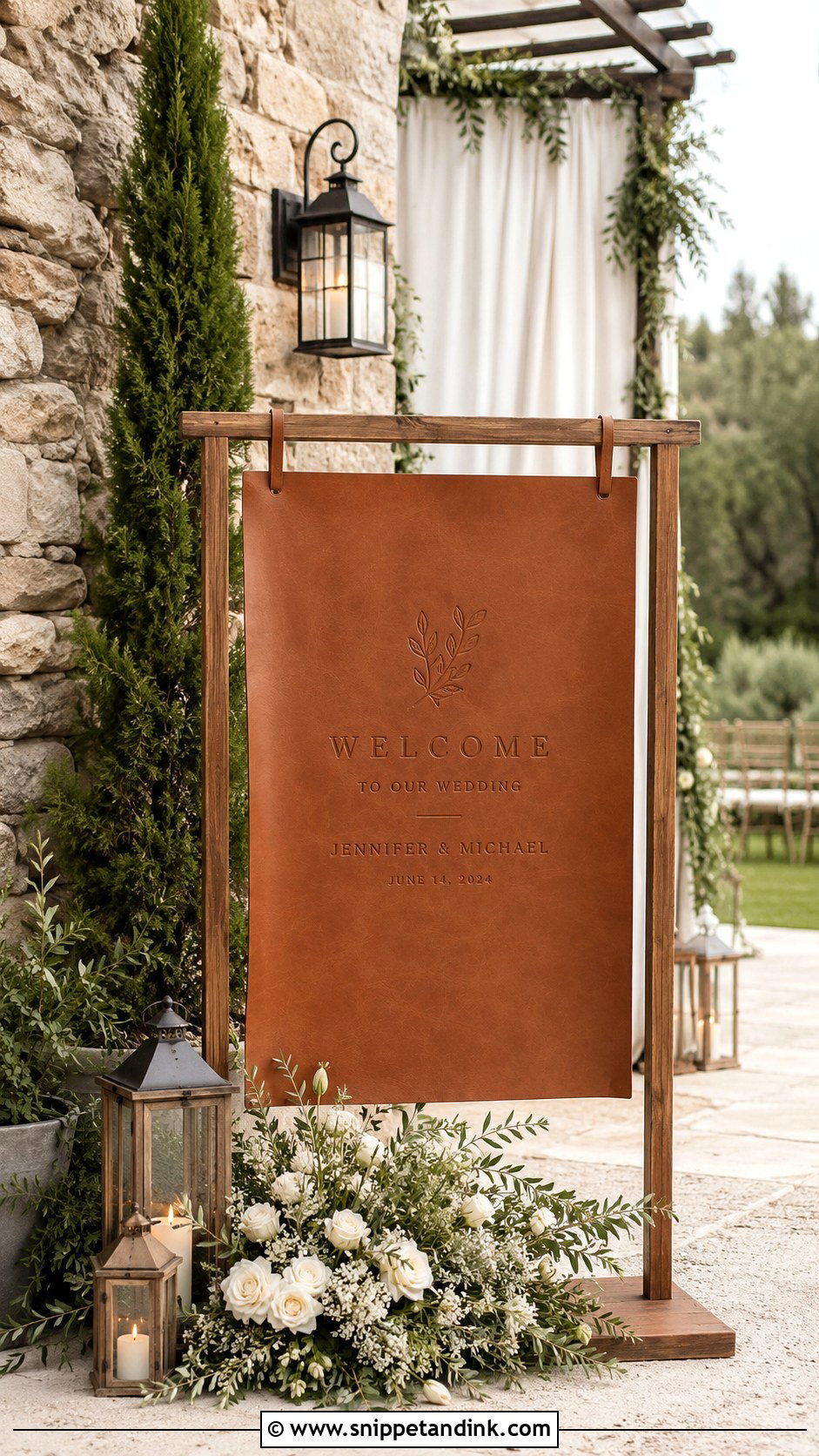 Leather Wedding Welcome Sign - Snippet and Ink - 20 Leather Wedding Ideas