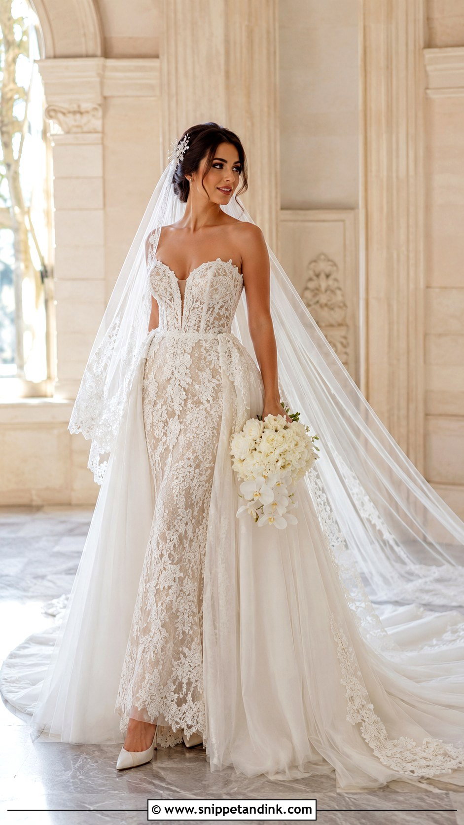 Lebanese Detachable Skirt Wedding Dress - Snippet and Ink - 25 Lebanese Wedding Dress Ideas