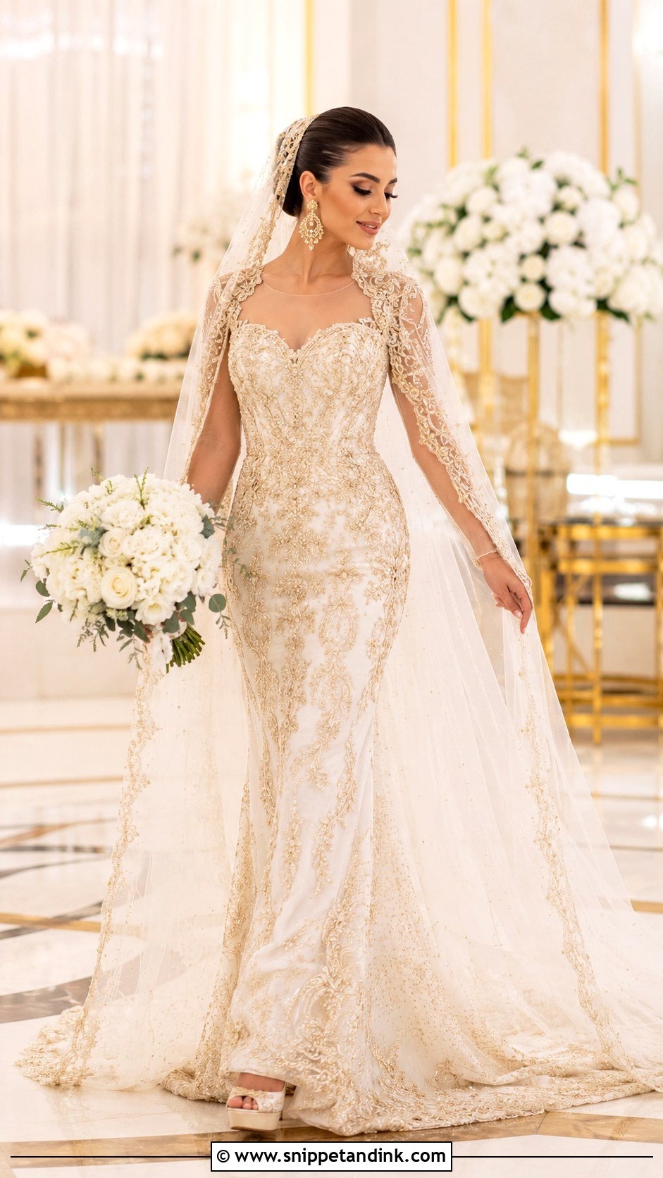 Lebanese Gold Detail Wedding Dress - Snippet and Ink - 25 Lebanese Wedding Dress Ideas