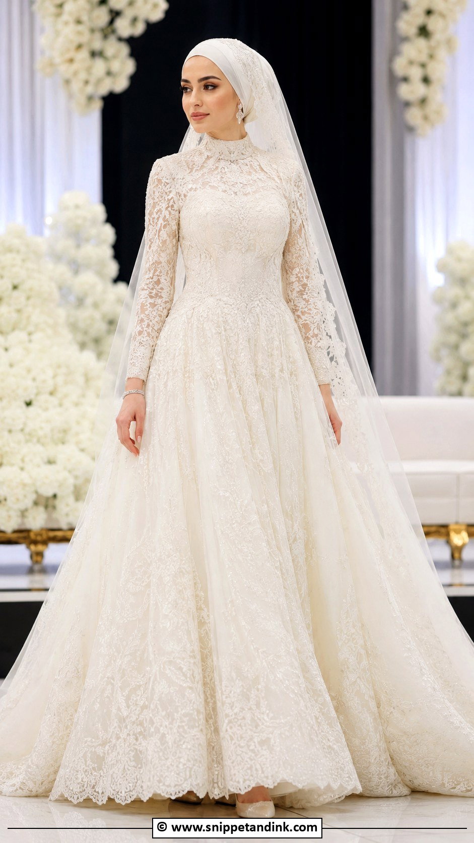 Lebanese Lace Arabic Muslim Wedding Dress - Snippet and Ink - 25 Arabic Muslim Wedding Dress Ideas