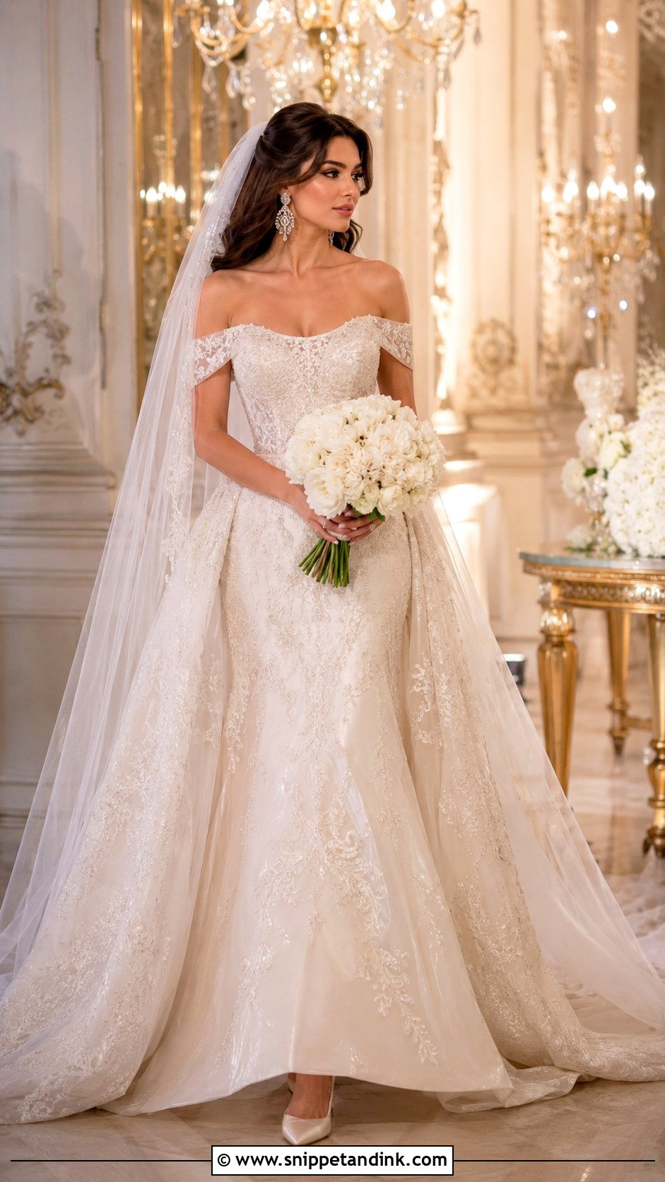 Lebanese Off Shoulder Wedding Dress - Snippet and Ink - 25 Lebanese Wedding Dress Ideas