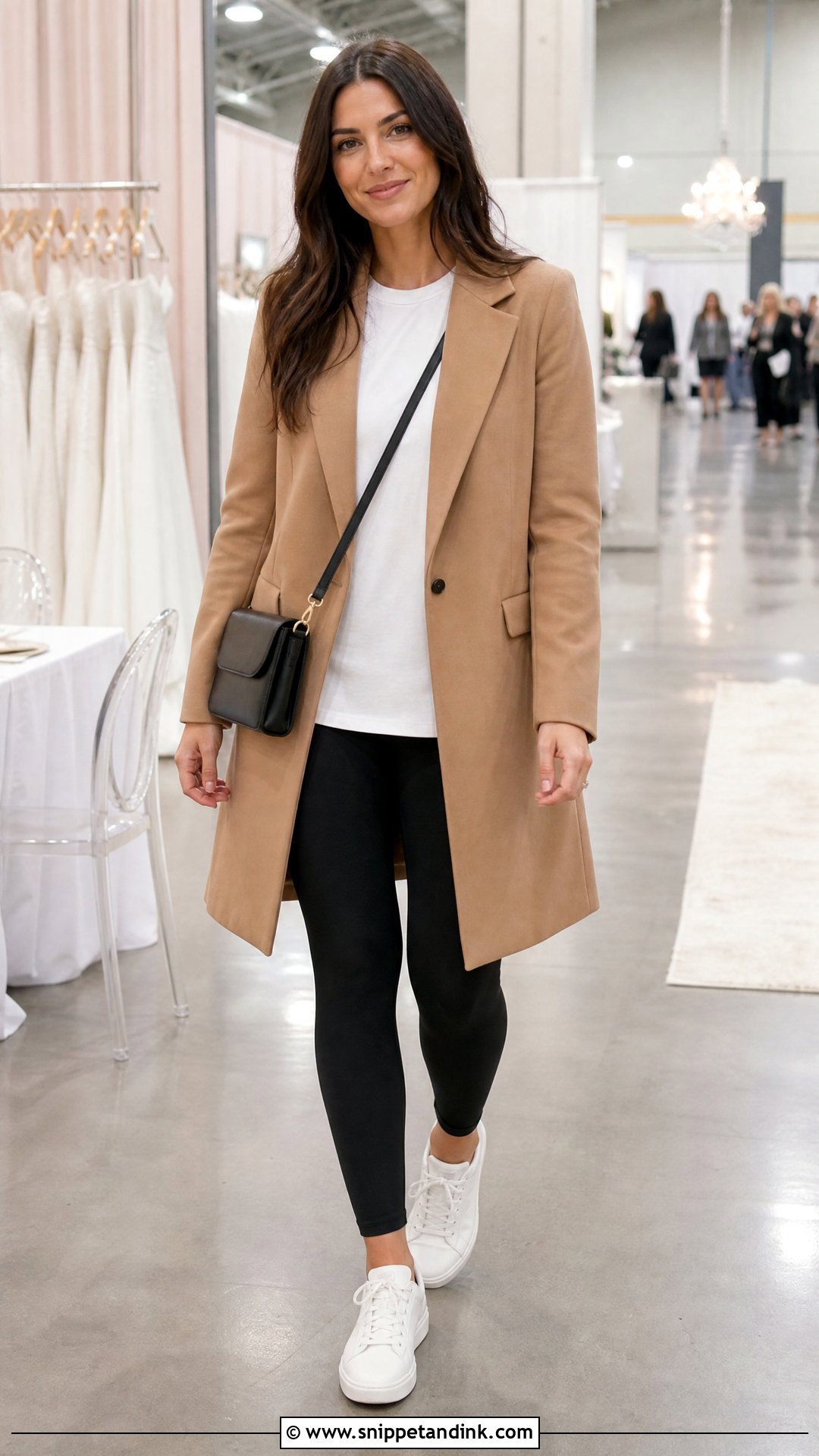 Leggings And Long Blazer Wedding Expo Outfit - Snippet and Ink - 20 Wedding Expo Outfit Ideas