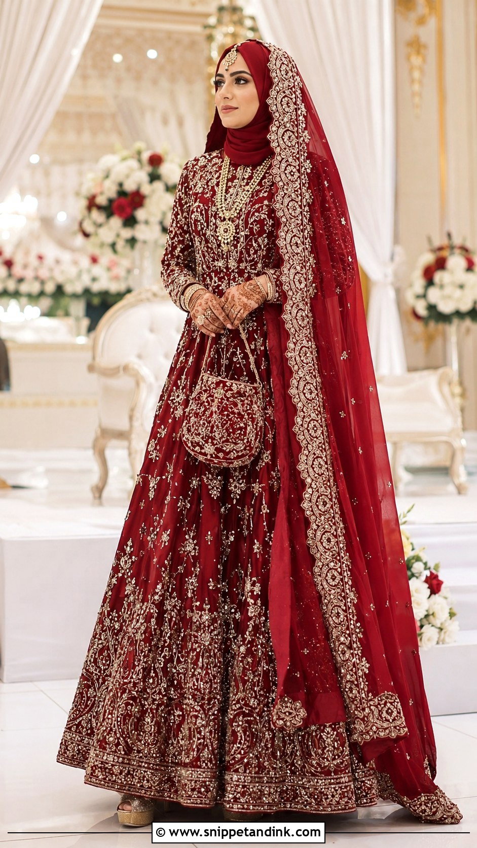 Lehenga Hijab Bridal Outfit - Snippet and Ink - 20 Hijab Bridal Dress Ideas