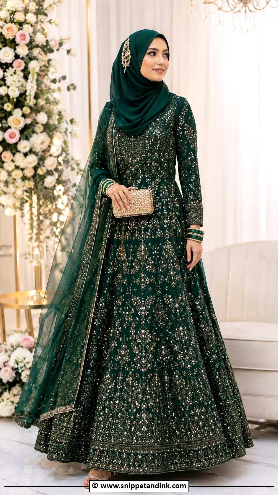 Lehenga Hijab Wedding Outfit - Snippet and Ink - 25 Hijab for Wedding Ideas