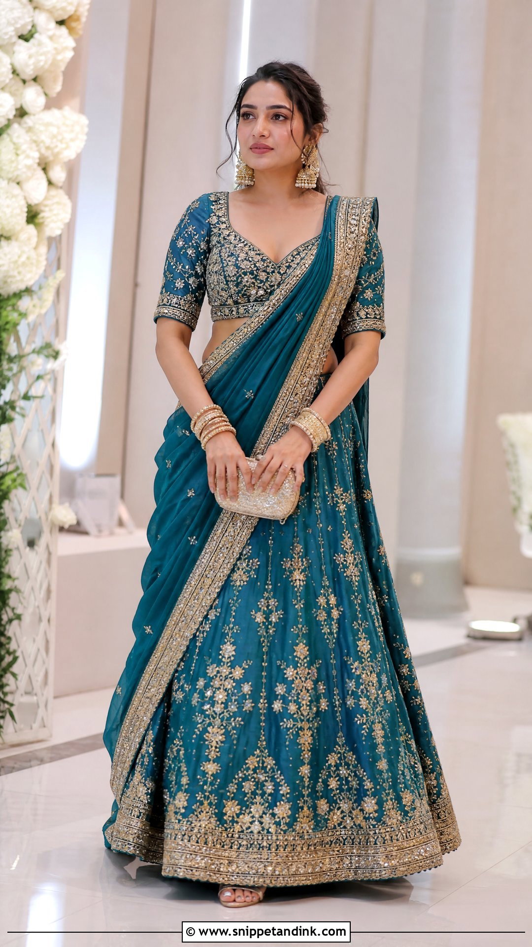 Lehenga Saree Wedding Outfit - Snippet and Ink - 25 South Indian Wedding Outfits