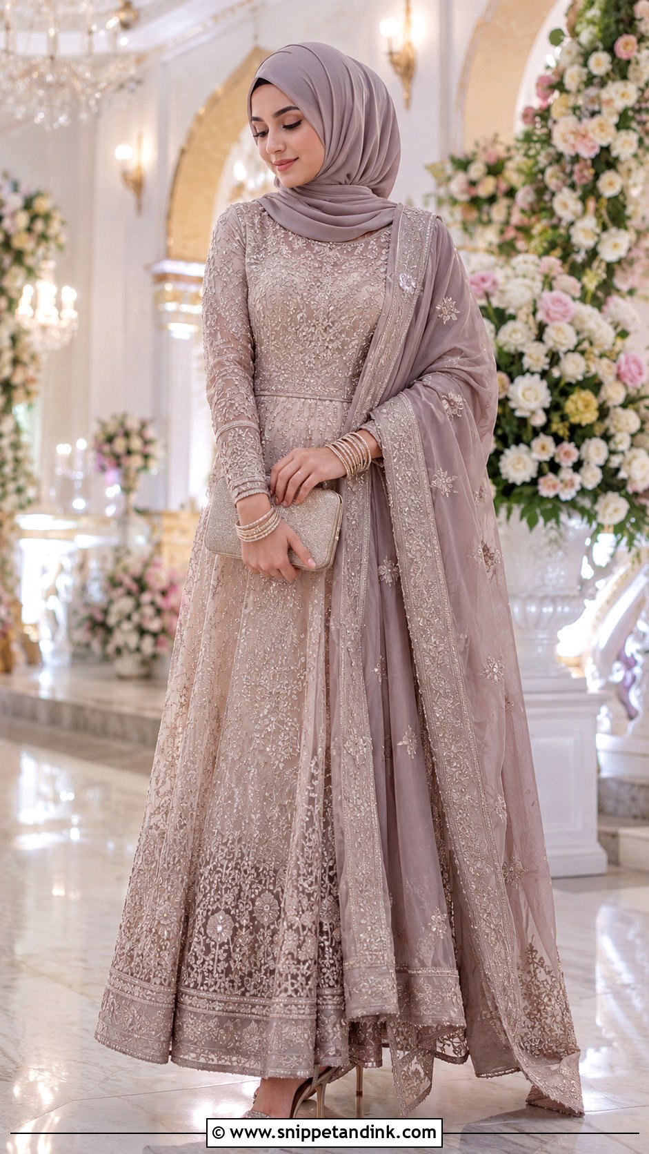 Lehenga With Dupatta Hijab - Snippet and Ink - 30 Wedding Hijab Styles