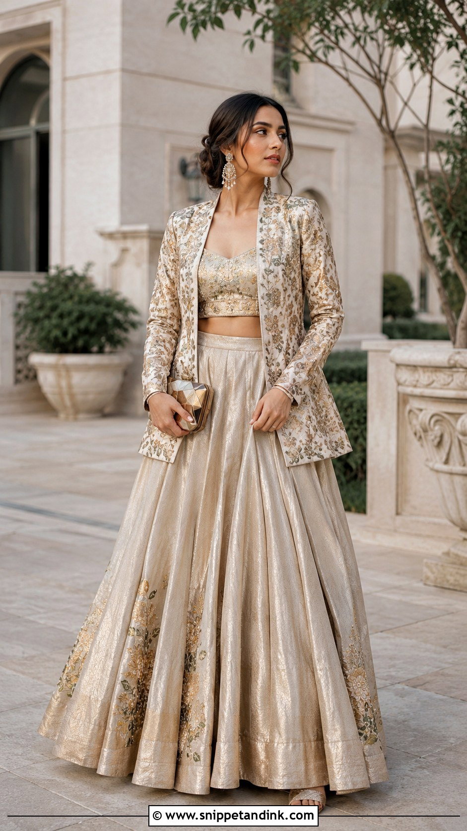 Lehenga With Embroidered Blazer - Snippet and Ink - 20 Latest Indo Western Wedding Outfits