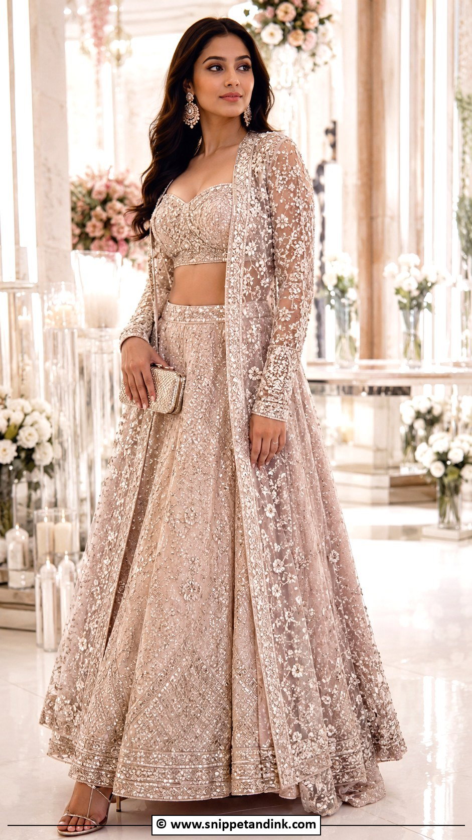 Lehenga With Long Jacket Outfit - Snippet and Ink - 30 Indowestern Wedding Outfits Women