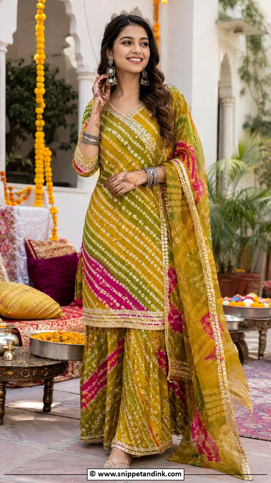 Leheriya Mehandi Suit - Snippet and Ink - 30 Mehandi Dress Ideas
