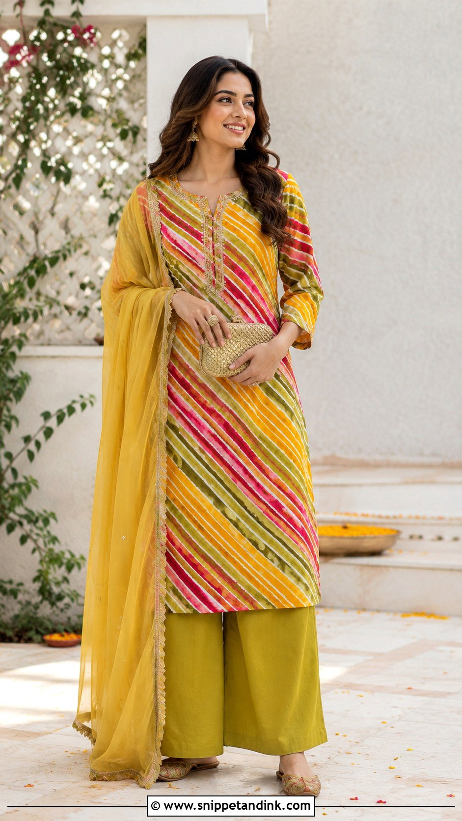 Leheriya Mehndi Kurta Outfit - Snippet and Ink - 25 Simple Mehndi Outfit Ideas