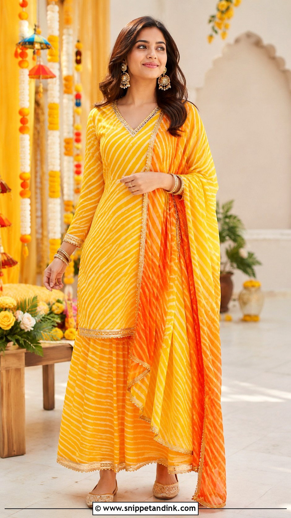 Leheriya Outfit For Haldi Function - Snippet and Ink - 30 Haldi Function Outfit Ideas